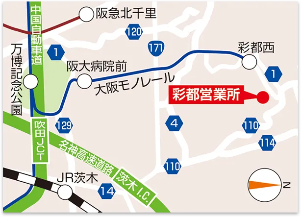 彩都営業所の地図