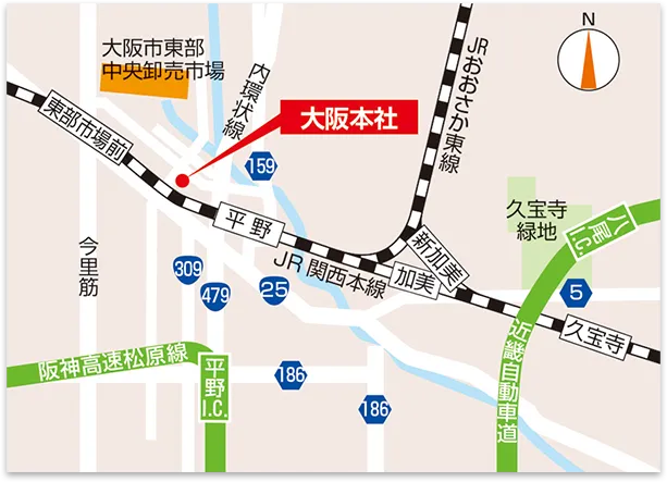 大阪本社の地図
